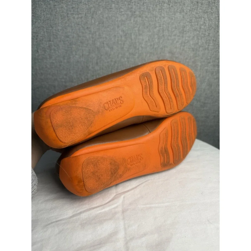 Chaps Cerra Loafers Driving Moccasins Slip On Shoes Tan Brown Orange Preppy 10 B